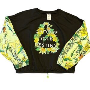 Disney Tiana Choose Your Destiny Colorblock Crop Sweatshirt Floral L